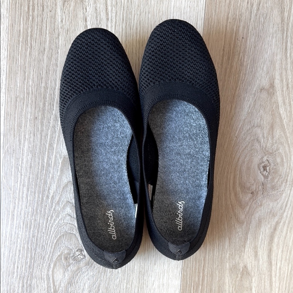 Allbirds Tree Breezers Women's Black Knit Ballet Flats Size 10